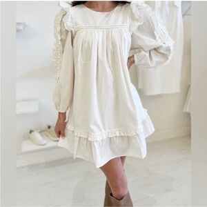 CleoBella Annabelle Mini Dress Long Sleeve Woven Details Women Medium Boho